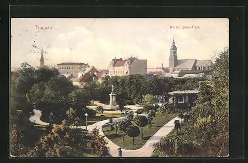 AK Troppau /Opava, Kaiser-Josef-Park aus der Vogelschau
