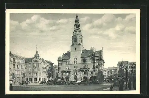 AK Troppau /Opava, Blick auf das Schmetterhaus, Horní námestí, Mèstská vèz