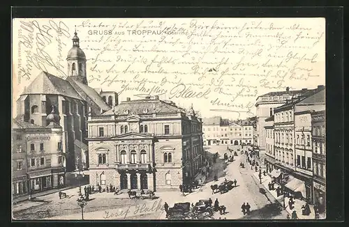 AK Troppau /Opava, Blick auf den Oberring mit Theater