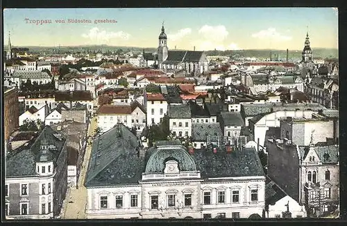 AK Troppau /Opava, Stadtblick von Südosten aus, K. K. Post und Telegrafenamt