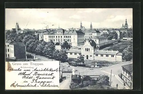 AK Troppau, Strassenpartie am Schlossring