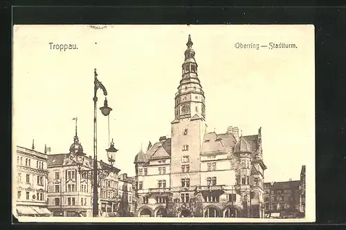 AK Troppau, Oberring, Stadtturm, Schmetterhaus