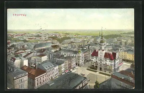 AK Troppau, Schmetterhaus aus der Vogelschau am Oberring