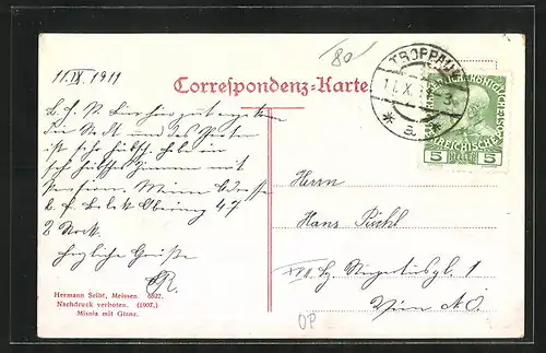AK Troppau, Schmetterhaus aus der Vogelschau am Oberring
