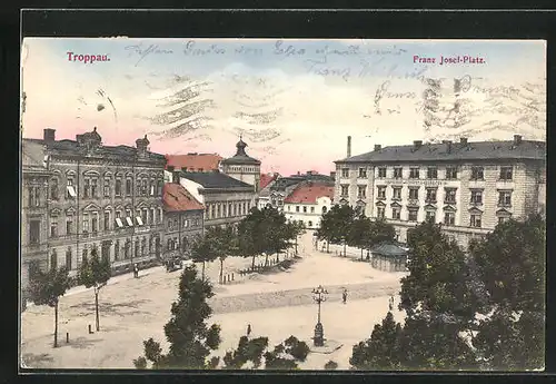 AK Troppau, Franz Josef-Platz am Morgen