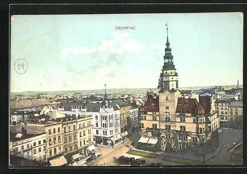 AK Troppau, Schmetterhaus aus der Vogelschau