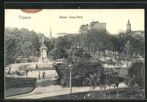 AK Troppau, Denkmal im Kaiser Josef-Park