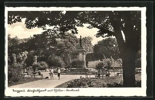 AK Troppau, Freiheitspark mit Schillerdenkmal