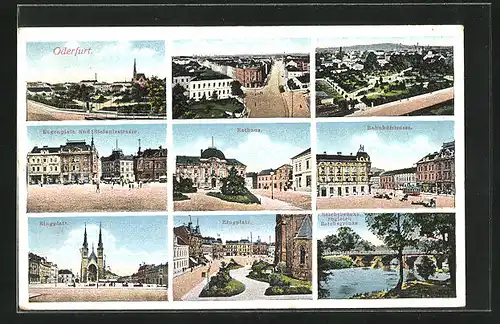 AK Oderfurt, Rathaus, Bahnhofstrasse, Ringplatz