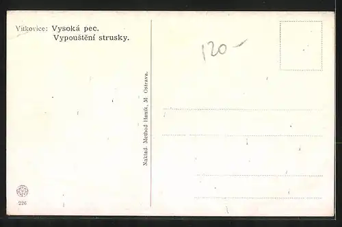Künstler-AK Vitkovice, Vysoka pec, Vypousteni strusky