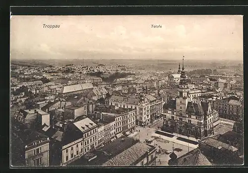 AK Troppau, Panorama mit dem Schmetterhaus aus der Vogelschau