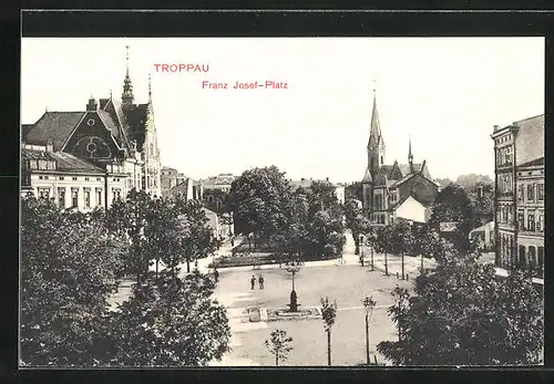 AK Troppau, Teilansicht Franz Josef mit Kirche
