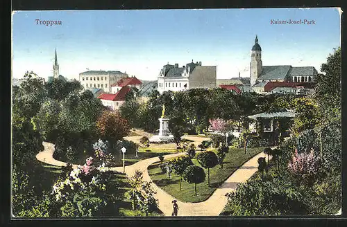 AK Troppau, Kaiser-Josef-Park im Frühling