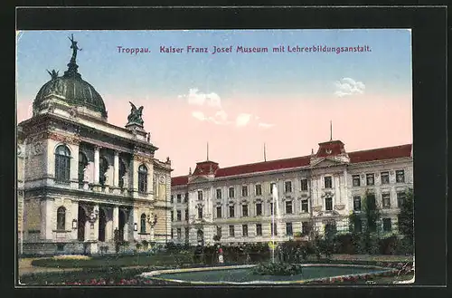 AK Troppau, Kaiser Franz Josef Museum mit Lehrerbildungsanstalt