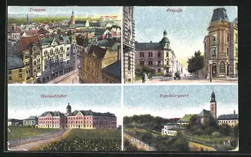 AK Troppau, Marienkloster, Ensgasse, Engelsbergpark