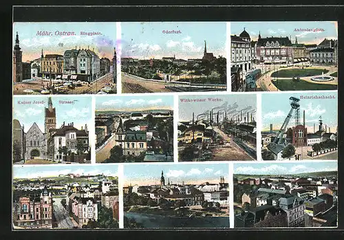 AK Mähr. Ostrau, Witkowitzer Werke, Heinrichschacht, Antonienplatz