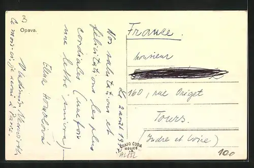 AK Opava, Teilansicht mit Strassenpartie