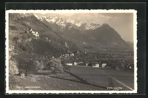 AK Vaduz, Ortsansicht aus der Vogelschau