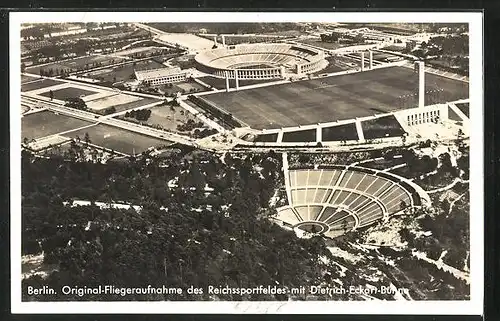 AK Berlin, Reichssportfeld mit Dietrich-Eckart-Bühne, Fliegeraufnahme