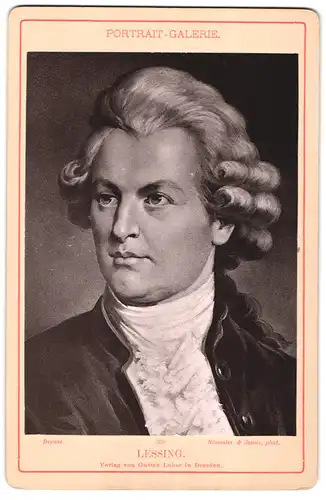 Fotografie Gustav Lohse, Dresden, Portrait Gotthold Ephraim Lessing, Dichter
