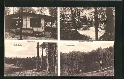 AK Mücheln /Bez. Halle, Waldhaus, Hintere Terrasse, Rodelbahn