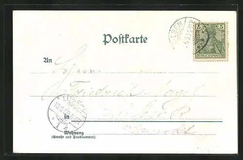 Lithographie Bad Eilsen, Restaurant Heinemeyer, Garten, Ortspartie