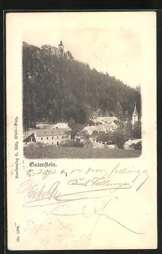 AK Gutenstein, Teilansicht mit Kirche