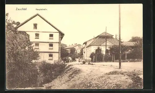 AK Zauchtel, Hauptstrasse mit Wohnhäusern