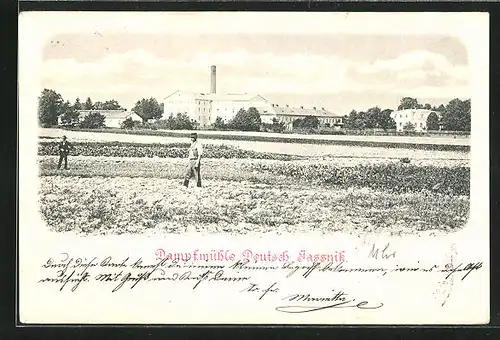 AK Deutsch Jassnik, Panorama mit Dampfmühle