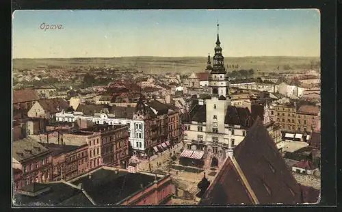 AK Opava, Teilansicht und Städtisches Museum