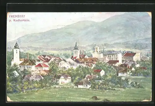 Künstler-AK Frenstat p. Radhostem, Panorama