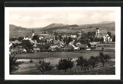 AK Hodslavice, Ortsansicht aus der Vogelschau