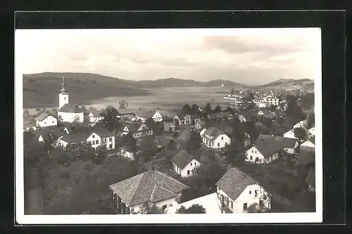 AK Hodslavice, Ortsansicht aus der Vogelschau