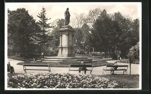 AK Troppau /Opava, Freiheitspark mit Schillerdenkmal