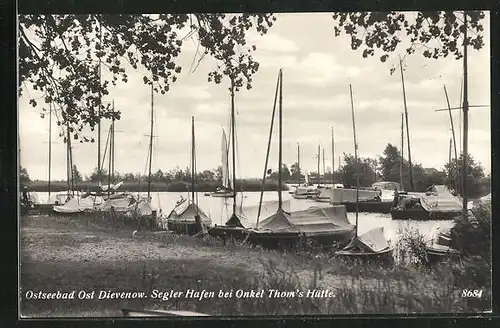 AK Dievenow, Segler Hafen bei Onkel Thom`s Hütte