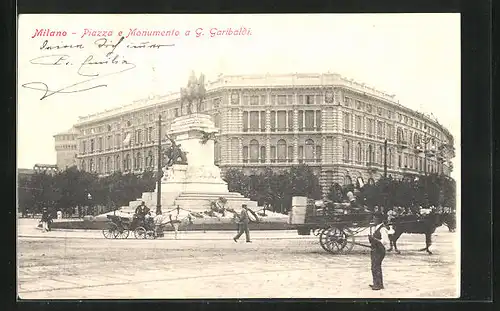 AK Milano, Piazza e Monumento a G. Garibaldi