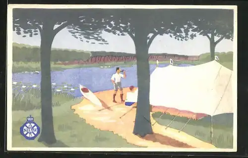 AK Pfadfinder beim Zelten am See, Camping