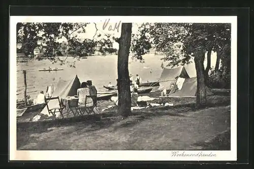 AK Wochenendfreuden, Pfadfinder mit Zelten, Camping
