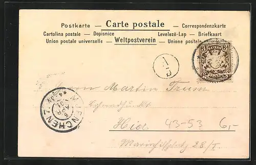 Glitzer-AK Nur oans möcht i wissen..., Paar in Tracht beim Volkstanz