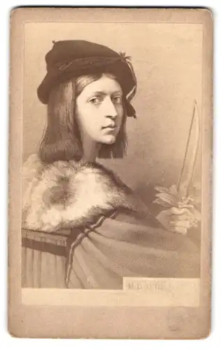 Fotografie unbekannter Fotograf und Ort, Gemälde Der Geigenspieler nach Raphael