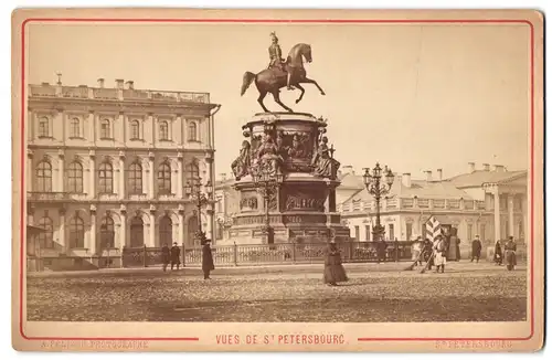 Fotografie A. Felisch, St. Petersburg, Ansicht St. Petersburg, Reiterdenkmal Nikolaus I. auf dem Isaaksplatz