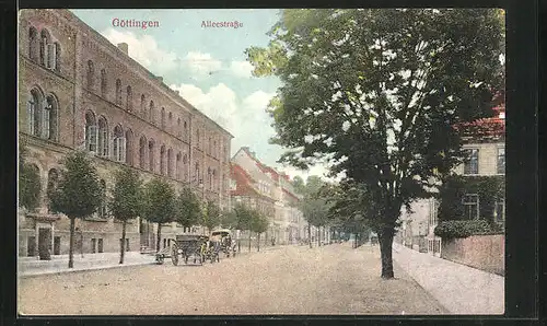 AK Göttingen, Alleestrasse mti Pferdewagen