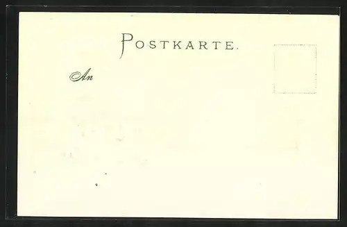 Passepartout-Lithographie Stuttgart, Partie am Anlagesee, Wappen