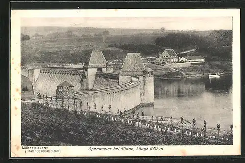 AK Günne, Sicht auf Sperrmauer