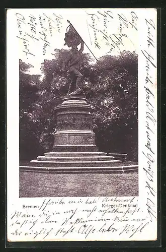 AK Bremen, Kriegerdenkmal im Park