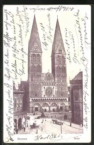 AK Bremen, Gesamtansicht vom Dom mit Brunnen