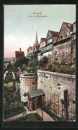 AK Kronach, Ortspartie mit Wohnhäusern am Stadtgraben
