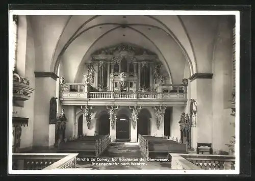 AK Corvey bei Höxter, Innenansicht der Kirche nach Westen