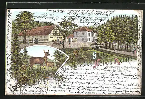 Lithographie Bocka /Reuss, Gasthaus auf der Hohen Reuth