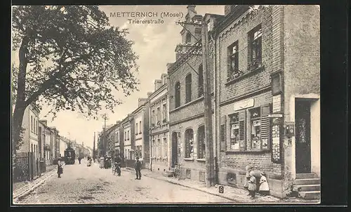 AK Metternich /Mosel, Triererstrasse mit Geschäft für AK-Verkauf